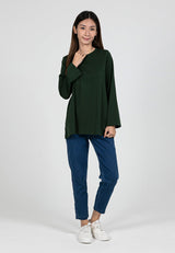 Forest Ladies Cotton Interlock Long Sleeve Round Neck T-Shirt Women Loose Fit | Baju Lengan Panjang Perempuan- 822414