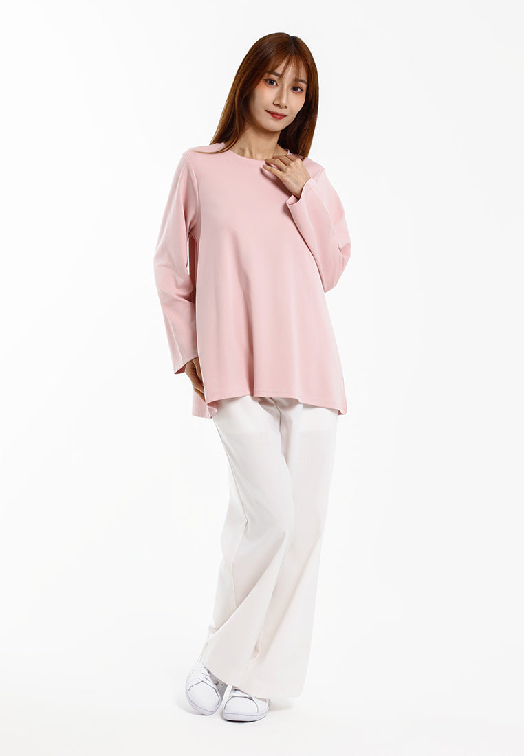 Forest Baju Lengan Panjang Perempuan | Forest Ladies Cotton Interlock Long Sleeve Round Neck T-Shirt Loose Fit - 822414