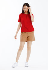 Forest Ladies Polyester Pleated Blouse Women Short Sleeve Blouse - 822456