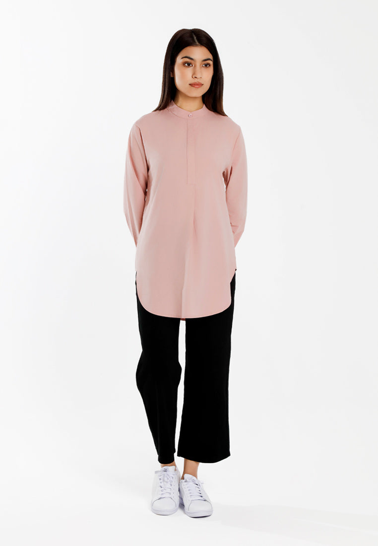 Forest Ladies Modal Cotton Plain Blouse Women Long Sleeve Tunic | Baju Kemeja Lengan Panjang Perempuan - 8822489