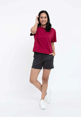 Forest Ladies Plain Shorts Elastic Roman Short Pants Women | Seluar Pendek Perempuan - 860146