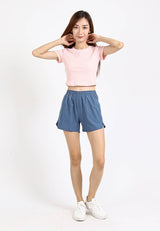 Forest Ladies Stretchable Polyester High Waist Plain Shorts Women Shorts | Seluar Pendek Perempuan - 860148