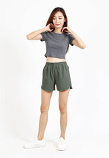 Forest Ladies Stretchable Polyester High Waist Plain Shorts Women Shorts | Seluar Pendek Perempuan - 860148