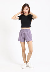 Forest Ladies Stretchable Polyester High Waist Plain Shorts Women Shorts | Seluar Pendek Perempuan - 860148