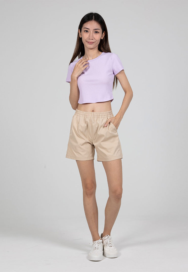 Forest Ladies Stretchable Polyester Elastic Waisted Short Pants Women Casual Shorts | Seluar Pendek Perempuan - 860165