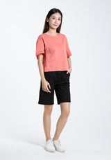 Forest Ladies Stretchable Cotton Linen Shorts Elastic Waist Women Casual Short Pants | Seluar Pendek Perempuan - 865112