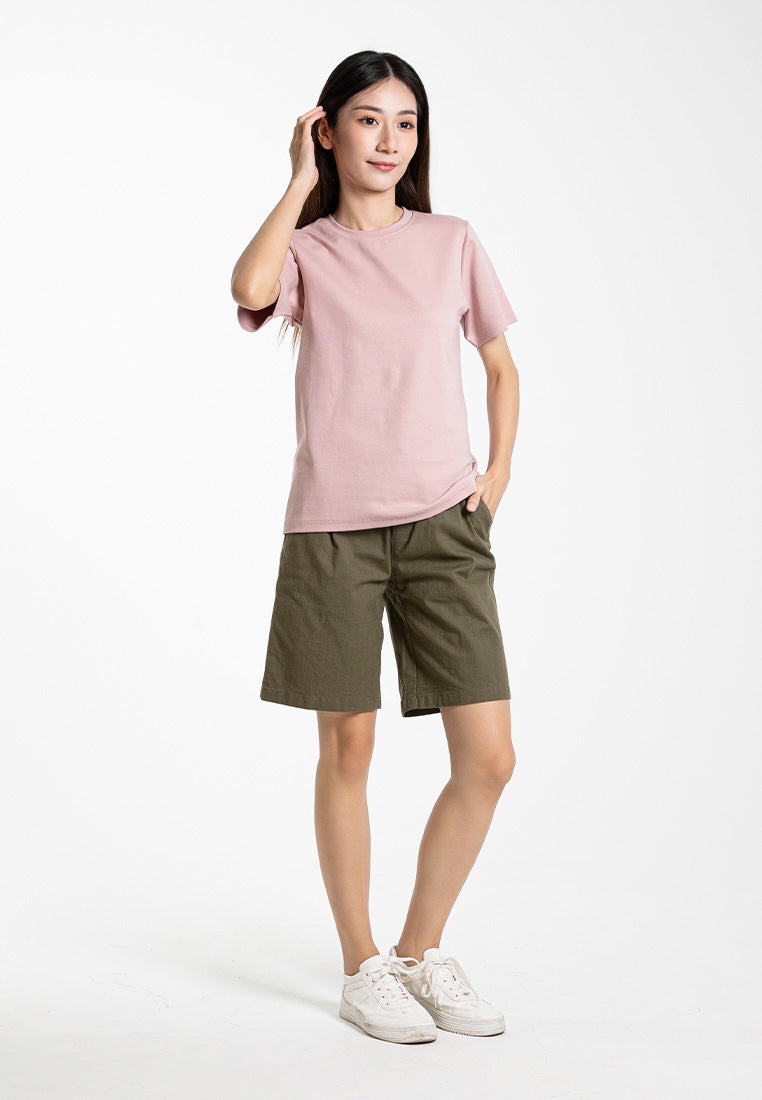 Forest Ladies Stretchable Cotton Linen Shorts Elastic Waist Women Casual Short Pants | Seluar Pendek Perempuan - 865112