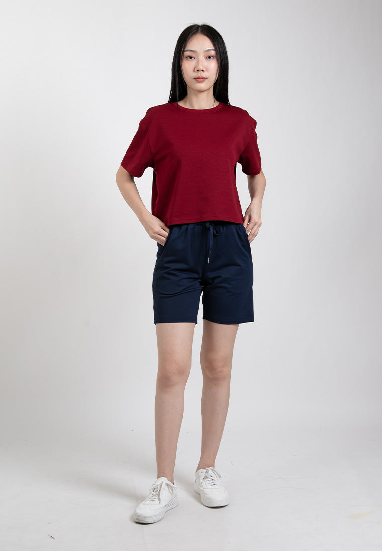 Forest Ladies Casual Polyester Elastic Waist Women Casual Shorts | Seluar Pendek Perempuan - 870145