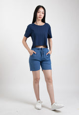 Forest Ladies Casual Polyester Elastic Waist Women Casual Shorts | Seluar Pendek Perempuan - 870145