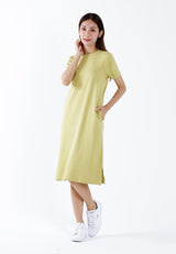 Forest Ladies Cotton Interlock Round Neck T-Shirt Dress Women Casual Short Sleeve Dress - 880010