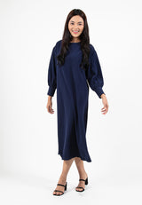 Forest x Hatta Dolmat Ladies Woven Plain Textured Cuffed Long Sleeve Midi Dress | Baju Perempuan - 885069