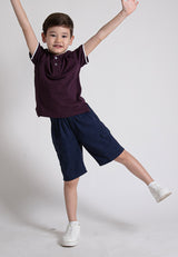 Forest Kids Two Tone Pique Cotton Plain Short Sleeve Polo Kids Tee | Baju Budak Lelaki - FK2009