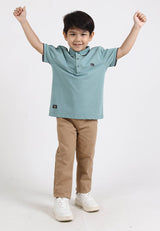 Forest Kids Soft-Touch Silky Cotton Slim Fit Mercerized Look Knitted Polo Tee | Baju T Shirt Budak Lelaki - FK20103