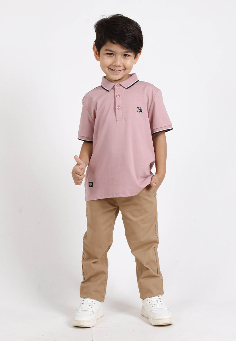 Forest Kids Soft-Touch Silky Cotton Slim Fit Mercerized Look Knitted Polo Tee | Baju T Shirt Budak Lelaki - FK20103