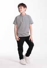 Forest Kids Premium Weight Cotton Stretchable Mandarin Collar T Shirt Kids | T Shirt Baju Budak Lelaki - FK20258