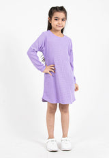 Forest Kids Girls Waffle Cotton Long Sleeve Round Neck Dress | Baju Budak Perempuan Lengan Panjang - FK885038