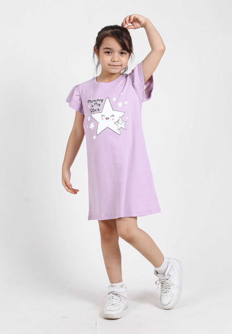 Forest Kids Girl 100% Cotton T-Shirt Girls Graphic Round Neck Dress | Baju Budak Perempuan - FK885043