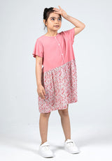 Forest Kids Girls Cotton Floral Pattern Short Sleeve 2 in 1 Dress Set | Baju Budak Perempuan - FK885061