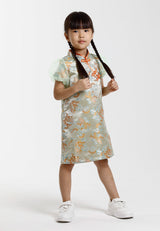 Forest Jacquard Tang Suit Cheongsam Dress | CNY 2025 Family Wear - FK885091