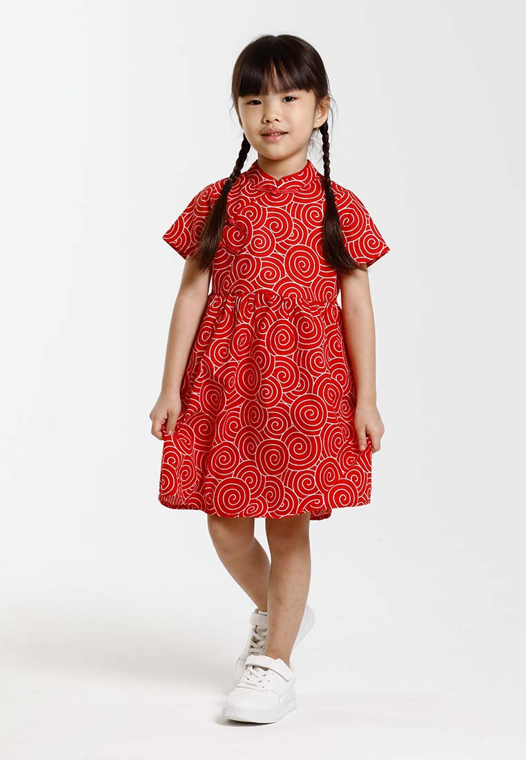 Forest Mandarin Collar Printed Kids Cheongsam Top | CNY 2025 Family Wear - FK885107