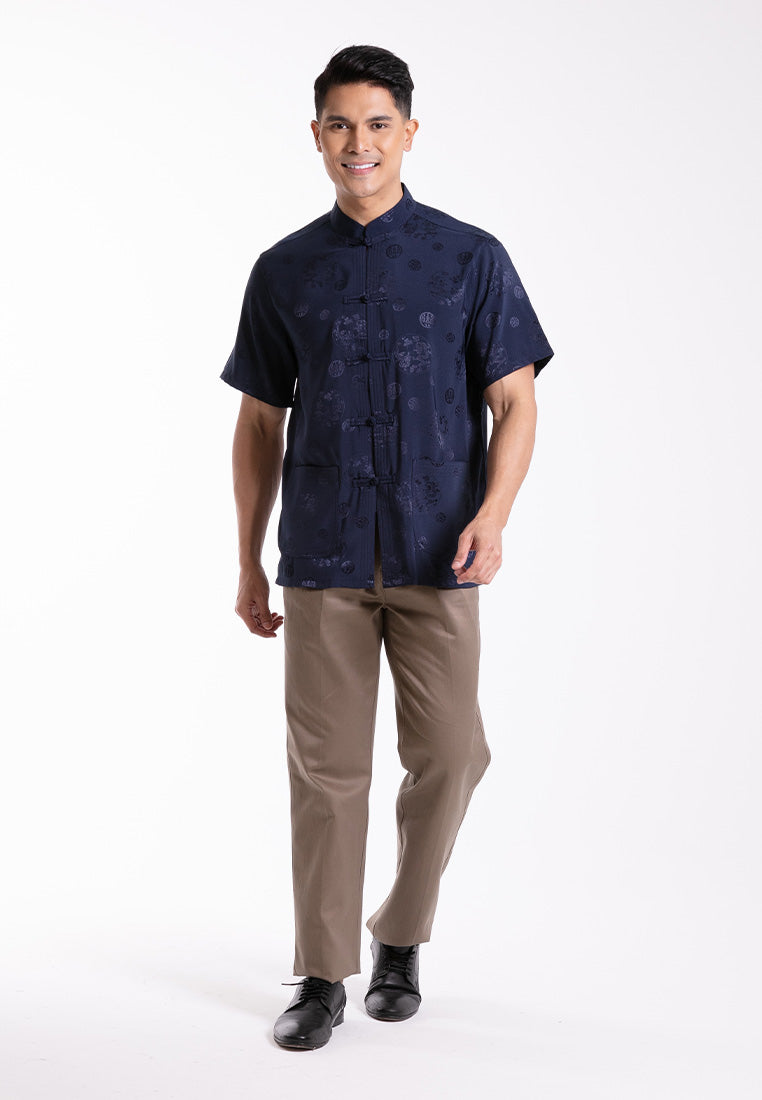 Alain Delon 2025 CNY Men Traditional PV Short Sleeve Shirt Tang Suit | Sam Fu | å”è£… - 14525002