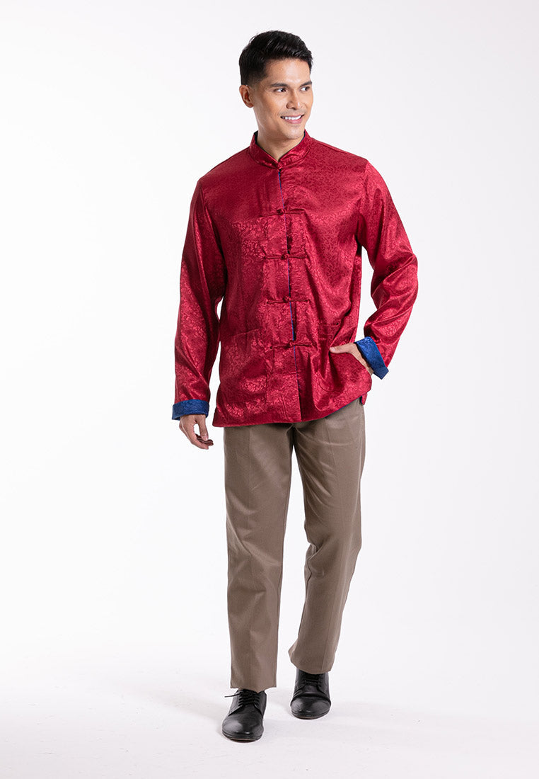 Alain Delon 2025 CNY Men Reversible Traditional PV Long Sleeve Shirt Tang Suit | Sam Fu | å”è£… - 15525003