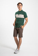 Forest  Stretchable Soft Cotton Colour Block Short Sleeve Cut & Sew Men Polo T Shirt | T Shirt Lelaki - 23814