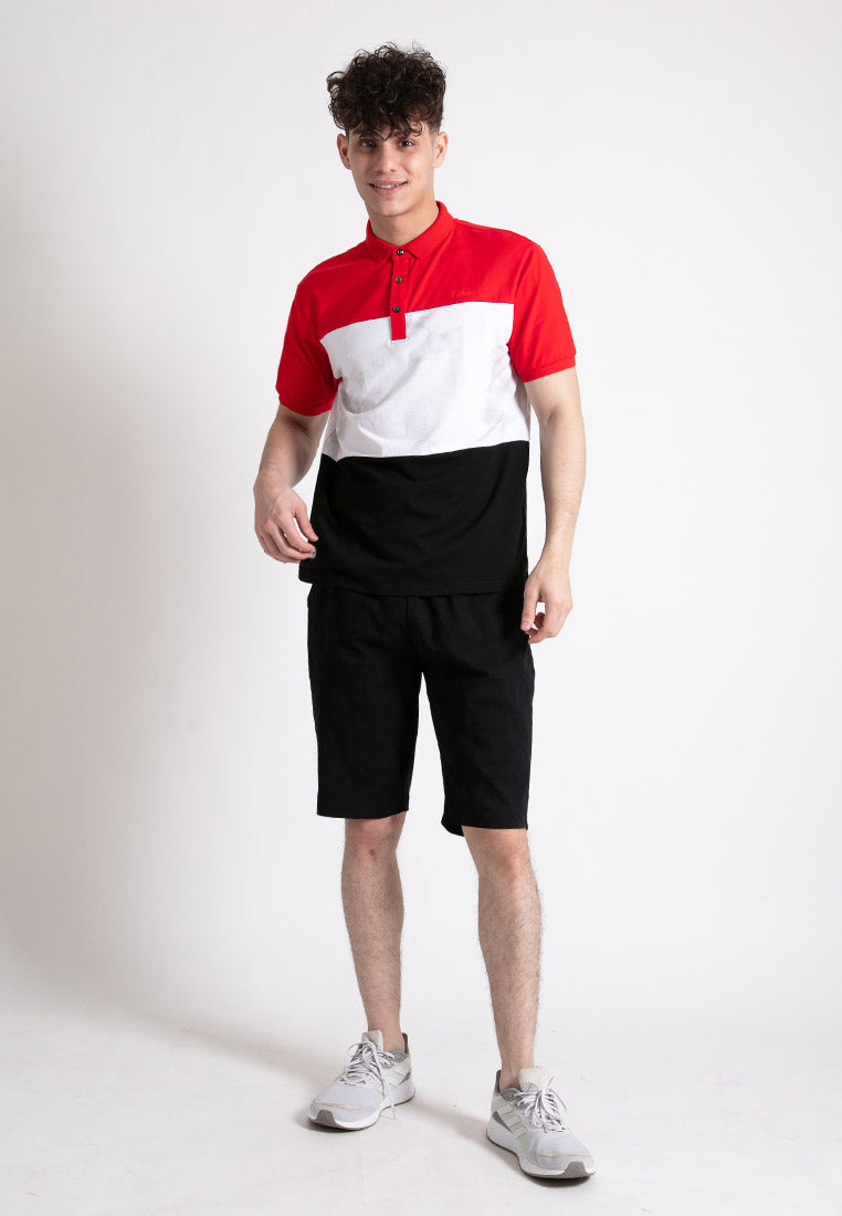 Forest  Stretchable Soft Cotton Colour Block Short Sleeve Cut & Sew Men Polo T Shirt | T Shirt Lelaki - 23816