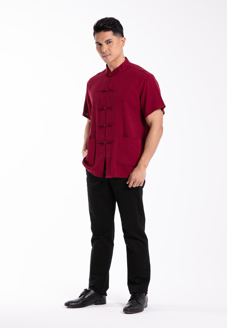 Byford 2025 CNY Men Traditional Cotton Linen Short Sleeve Shirt Tang Suit | Sam Fu | å”è£…  - 3425001F