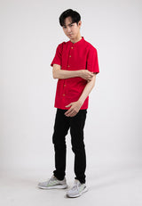 Forest Mandarin Collar Plain Men / Boy Shirt | CNY 2024 Year Dragon Family Wear - 621369 / FK20230