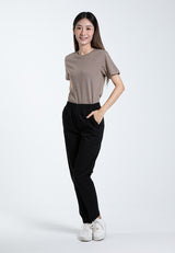 Forest Ladies Cotton Tapered Pants Women Plain Elastic Waist Long Pants | Seluar Panjang Perempuan - 810495