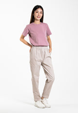 Forest Ladies Cotton Tapered Pants Women Plain Elastic Waist Long Pants | Seluar Panjang Perempuan - 810495