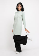 Forest Ladies Premium Weight Cotton Mandarin Stand Collar Long Sleeve Blouse Women Dress - 822093