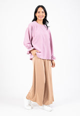 Forest Ladies Woven Long Poet Sleeve Oversized Blouse | Baju Perempuan Lengan Panjang - 822365