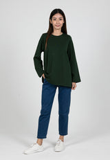 Forest Ladies Cotton Interlock Long Sleeve Round Neck T-Shirt Women Loose Fit | Baju Lengan Panjang Perempuan- 822414