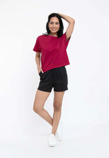 Forest Ladies Plain Shorts Elastic Roman Short Pants Women | Seluar Pendek Perempuan - 860146