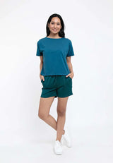 Forest Ladies Plain Shorts Elastic Roman Short Pants Women | Seluar Pendek Perempuan - 860146