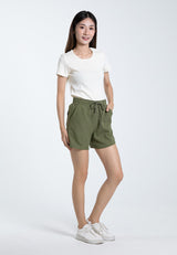 Forest Ladies Waffle Cotton Shorts Pants Plain Elastic Women Casual Shorts | Seluar Pendek Perempuan - 860158