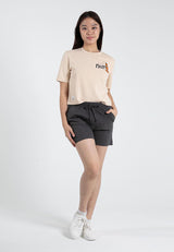 Forest Ladies Textured Polyester Elastic Waist Shorts Women Shorts | Seluar Pendek Perempuan - 860166