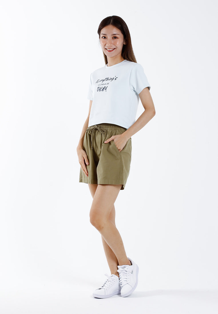 Forest Ladies Casual Cotton Short Pants Women Plain Drawstring Shorts  | Seluar Pendek Perempuan - 865108