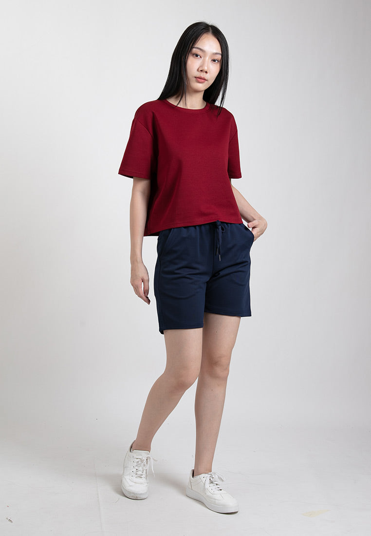 Forest Ladies Casual Polyester Elastic Waist Women Casual Shorts | Seluar Pendek Perempuan - 870145