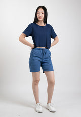 Forest Ladies Casual Polyester Elastic Waist Women Casual Shorts | Seluar Pendek Perempuan - 870145