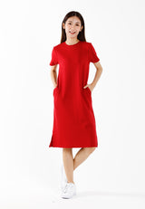 Forest Ladies Cotton Interlock Round Neck T-Shirt Dress Women Casual Short Sleeve Dress - 880010