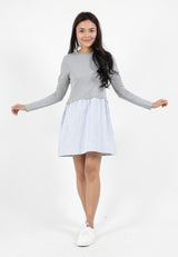 Forest Ladies Cotton Interlock Woven Long Sleeve Embroidery Casual Dress | Baju Perempuan - 885061