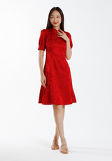 Forest Ladies Jacquard Puff Sleeve Cheongsam Dress Women Cheongsam - 885088