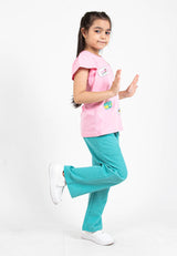 Forest Kids Girl 100% Cotton Flare Sleeve T-Shirt Girls Graphic Round Neck T-Shirt | Baju Budak Perempuan - FK820061