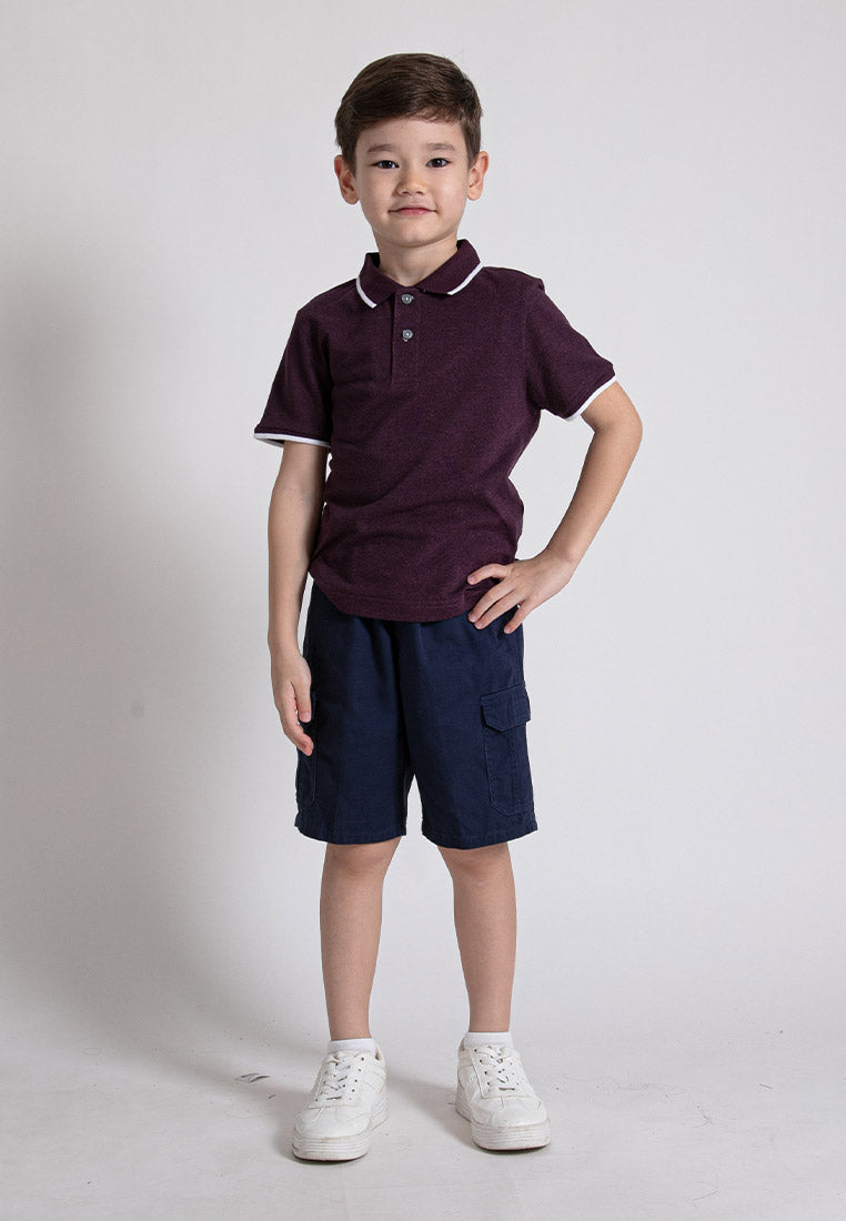 Forest Kids Two Tone Pique Cotton Plain Short Sleeve Polo Kids Tee | Baju Budak Lelaki - FK2009