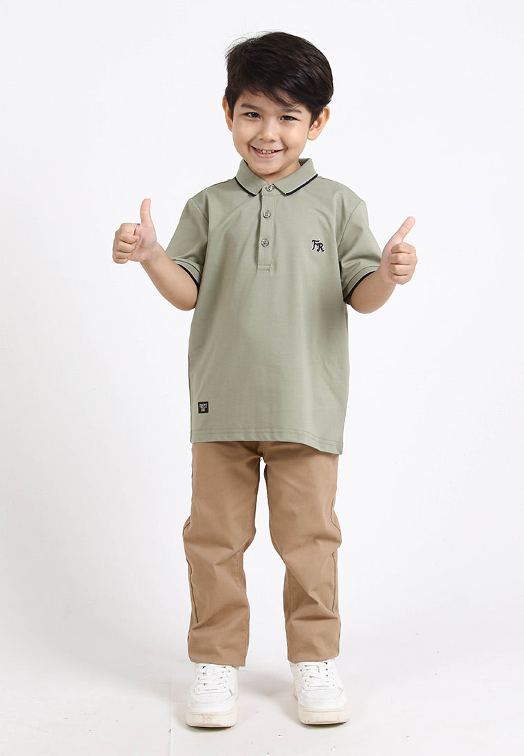 Forest Kids Soft-Touch Silky Cotton Slim Fit Mercerized Look Knitted Polo Tee | Baju T Shirt Budak Lelaki - FK20103