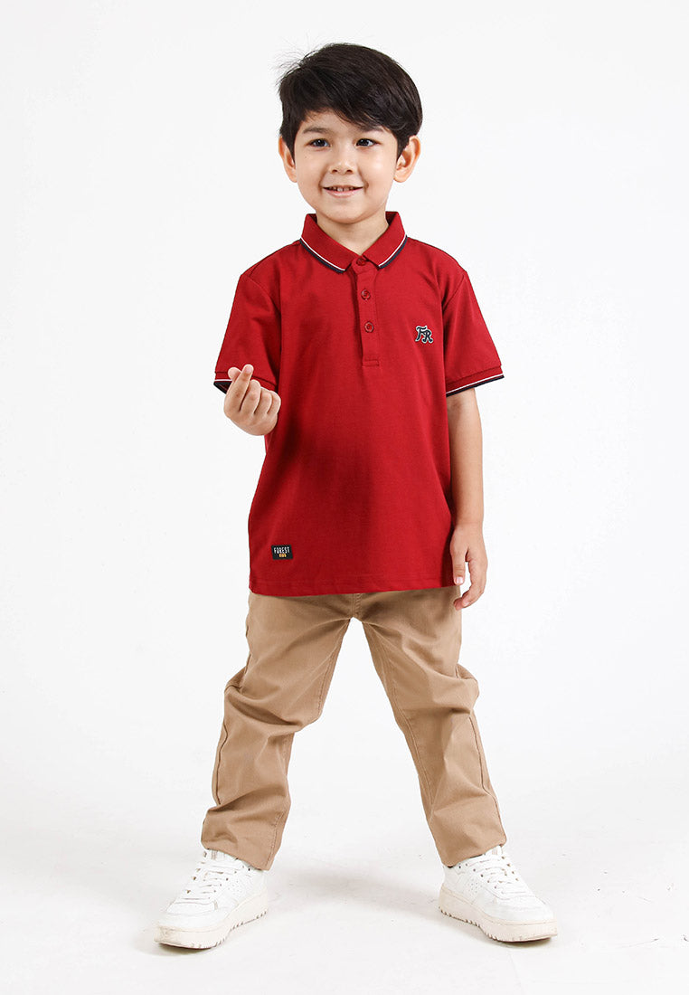 Forest Kids Soft-Touch Silky Cotton Slim Fit Mercerized Look Knitted Polo Tee | Baju T Shirt Budak Lelaki - FK20103