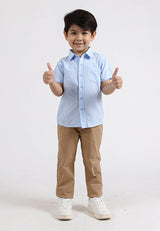 Forest Kids Woven Boy Stand Collar Short Shirt Kids l Baju Budak Lelaki - FK20109